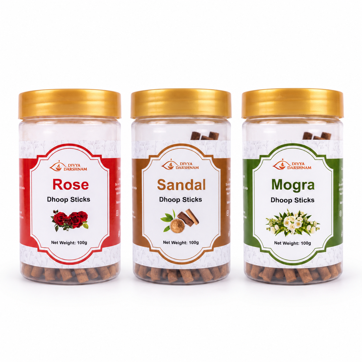 Rose, Sandal & Mogra Dhoop Sticks Combo | 3 x 100g