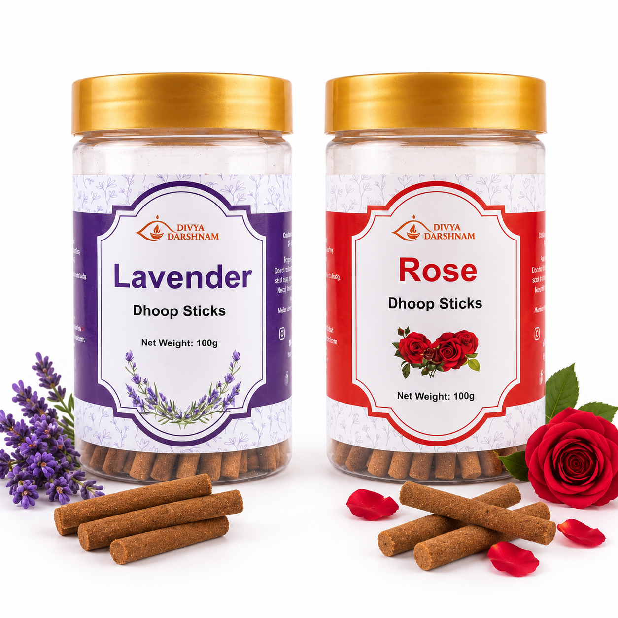 Lavender & Rose Dhoop Sticks Combo | 2 x 100g