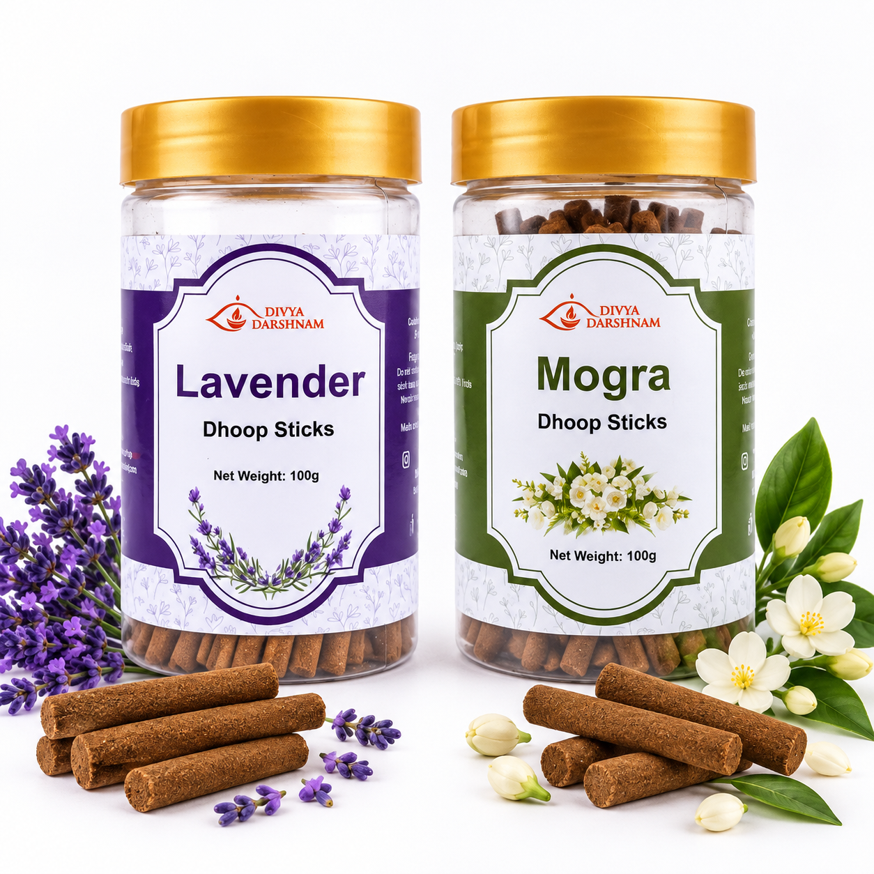 Lavender & Mogra Dhoop Sticks Combo | 2 x 100g