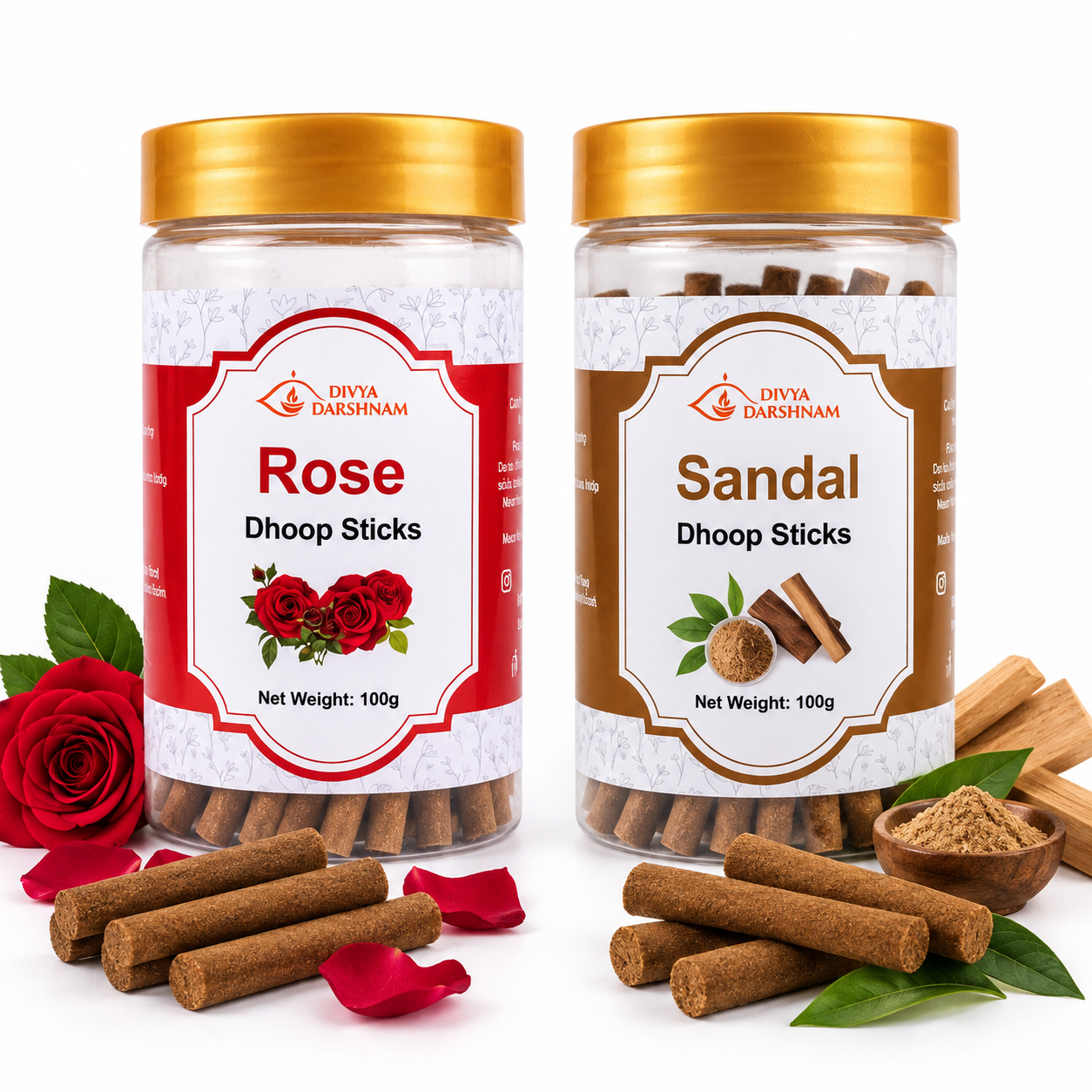 Rose & Sandal Dhoop Sticks Combo | 2 x 100g