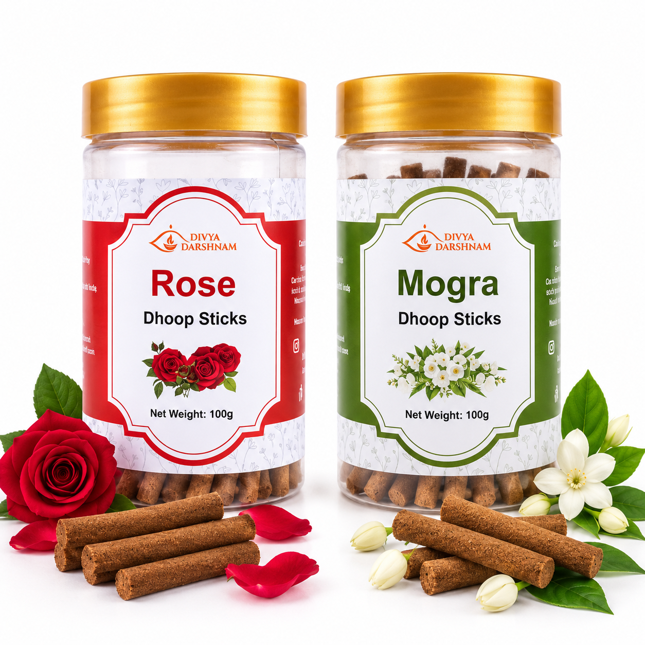 Rose & Mogra Dhoop Sticks Combo | 2 x 100g
