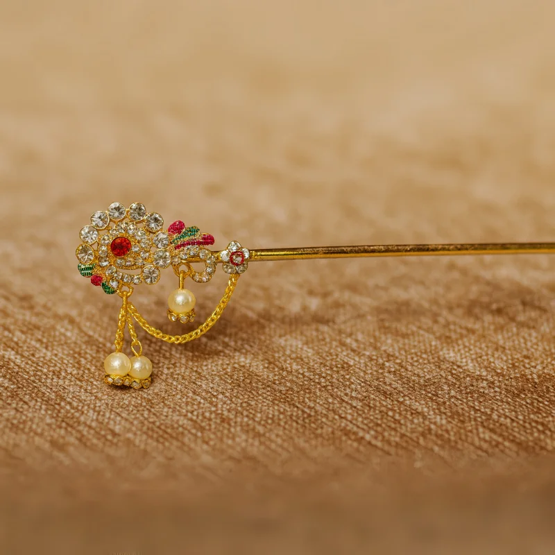 Laddu Gopal Ji Bansuri Stone Work with Pearls Size 5